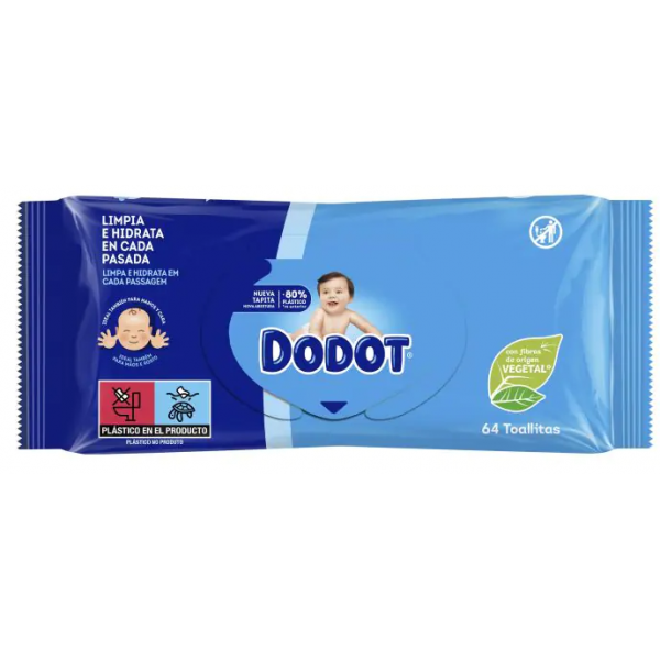 toalhitas bebé dodot 52un azul