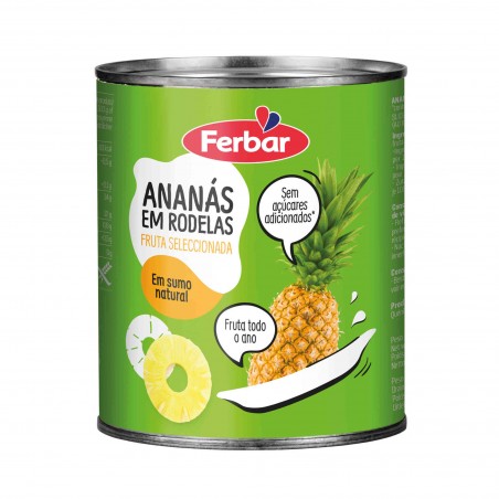 Ananás em Calda Sumo Natural Ferbar emb. 820 gr (peso escorrido 500 gr)