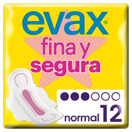 Pensos Higiénicos Fina e Segura Normal com Abas Evax 12 un