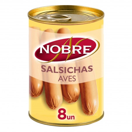 Salsichas de Aves sem Glúten Lata 8 un Nobre 350 gr