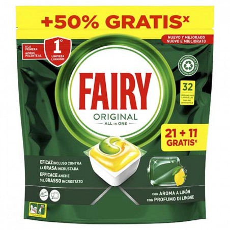 Fairy Máquina Loiça Original Limão 21+11Cápsulas 32